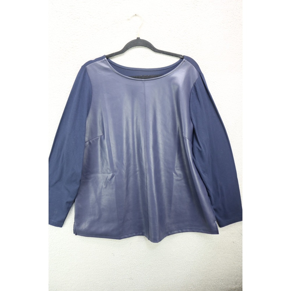 Belle by Kim Gravel Faux Leather Front Long Sleeve Tunic-XL-BOHO-Minimalist